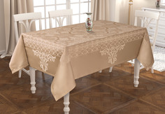 Скатерть жаккард "KARNA" VIPCOTON (160x300) см Кофейный