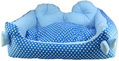 Лежак для собак и кошек Xody Бант, хлопок, синий, 52х44х23 см