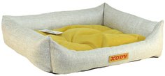 Лежак для собак и кошек Xody Люкс №2, флок, OLIVE, 60х50х15 см