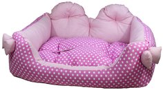 Лежак для собак и кошек Xody Бант, хлопок, розовый, 52х44х23 см