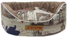 Лежак для собак и кошек Xody Премиум №0, флок, Лондон, 38х26х15 см
