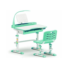 Комплект парта и стульчик Mealux EVO-18 с лампой, белый, зеленый,