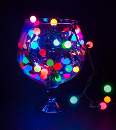 Гирлянда "Мультишарики" O17,5мм, 20 м, черный ПВХ, 200 диодов, цвет RGB Neon Night
