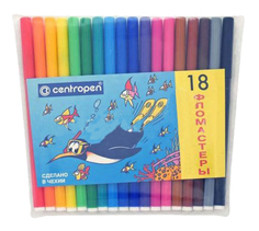 Фломастеры Centropen Пингвины 18 цветов