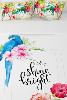 Постельное белье ЕВРО "Голубой попугай" Сирень