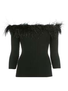 Milly feather-trimmed off-the-shoulder top
