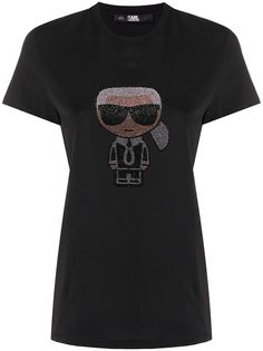 Karl Lagerfeld футболка Ikonik Karl со стразами