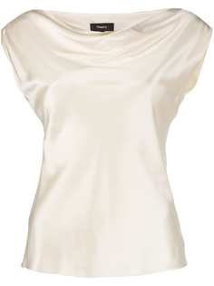 Theory draped boat-neck blouse