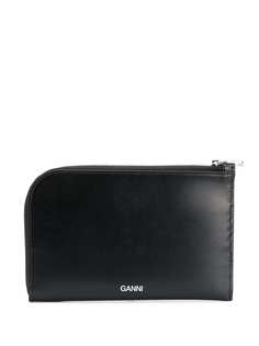 GANNI curved zipped horizontal wallet
