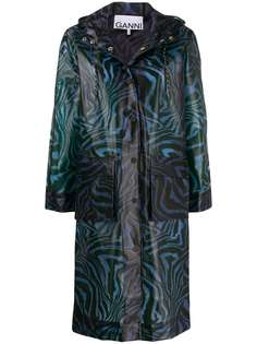 GANNI swirl tiger-print coat