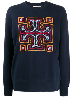 Tory Burch sequin-embroidered logo jumper