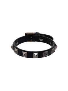 Valentino black Rockstud leather bracelet