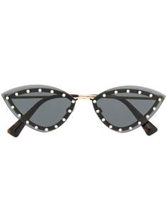 Valentino Eyewear солнцезащитные очки в треугольной оправе с кристаллами
