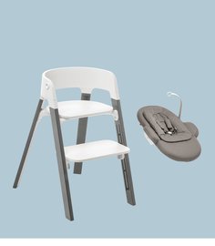 Стульчик Stokke Steps с шезлонгом, Storm Grey, серый