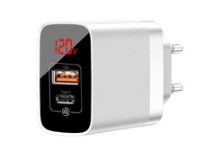 Зарядное устройство Baseus Mirror Lake PPS Digital Display Quick Charger USB + Type-C EU White CCJMHC-A02