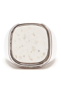 Кольцо-печатка с серебрением и белым камнем Lisa Smith