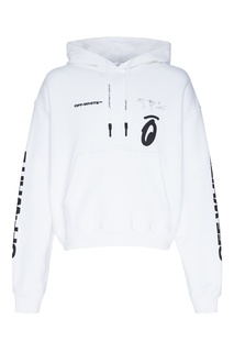 Белое худи с принтом Off White