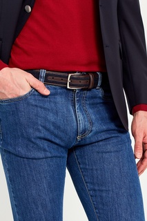 Кожаный ремень с джинсовой отделкой Canali
