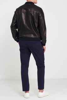 Черный кожаный бомбер Prada