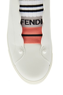 Белые кожаные кеды Fendi