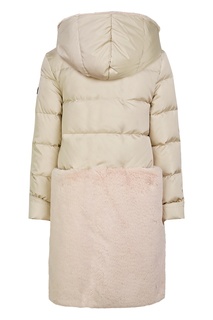 Бежевый пуховик с меховой отделкой Il Gufo
