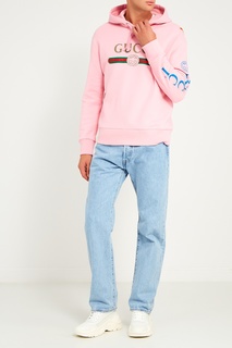 Розовое худи с логотипом Gucci Man