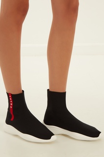 Высокие текстильные кроссовки Prada