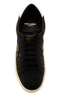 Черные кеды с блестящими звездами Saint Laurent