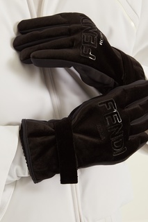 Черные перчатки с логотипом Fendi