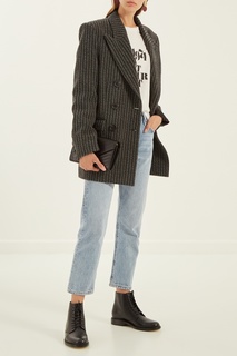 Черные кожаные ботинки на шнуровке Saint Laurent