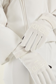 Белые перчатки с логотипом Fendi
