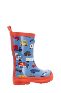 Голубые резиновые сапоги с машинками Hatley