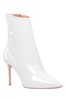 Белые лаковые ботильоны Alma Bootie 85 Aquazzura