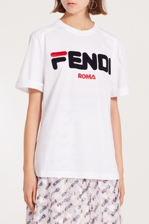 Белая хлопковая футболка Fendi