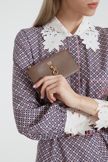 Коричневый кожаный футляр для карт Fendi