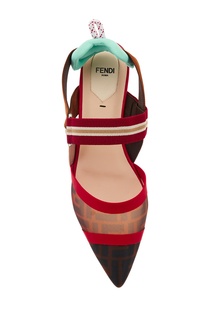 Комбинированные остроносые туфли на плоской подошве Fendi