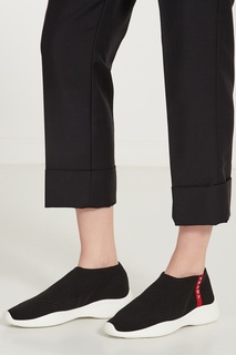Текстильные черные кроссовки с логотипом Prada