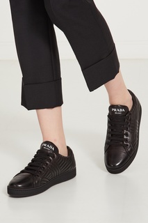 Черные кроссовки с фактурной отделкой Prada