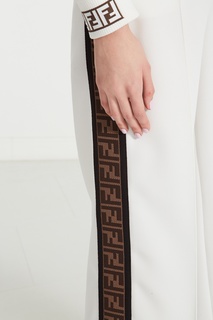Белые брюки с лампасами FF Fendi