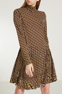 Платье-мини с мелким геометрическим принтом Prada