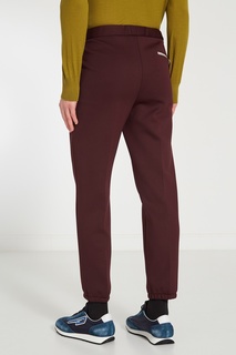 Бордовые трикотажные брюки с логотипом Prada