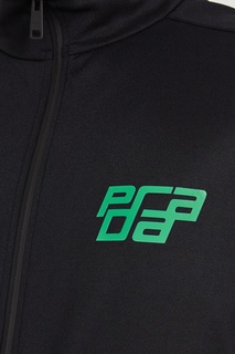 Черная толстовка с зеленым логотипом Prada