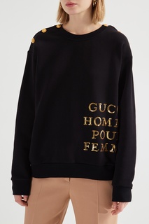 Черный свитшот с золотистым декором Gucci