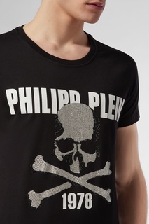 Черная футболка с логотипом и стразами Philipp Plein