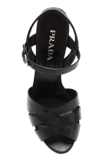 Черные кожаные босоножки Prada