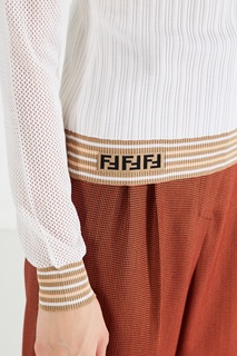 Шелковый джемпер с сетчатыми рукавами Fendi