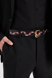 Кожаный ремень с принтом Kingsnake Gucci Man