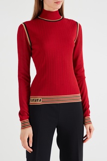 Красный джемпер с сетчатыми рукавами Fendi
