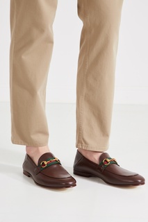 Коричневые лоферы Horsebit Web Gucci Man