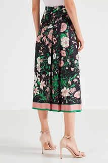 Плиссированная шелковая юбка с принтом "Flora" Gucci